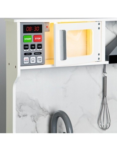 Wooden Children's Kitchen Ecotoys, with Sounds Led + Accessiores