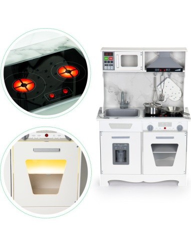 Wooden Children's Kitchen Ecotoys, with Sounds Led + Accessiores