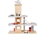 Large wooden track garage parking with elevator + cars ECOTOYS