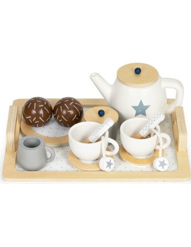 Wooden tea set teapot cup 17 pieces ECOTOYS