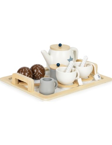 Wooden tea set teapot cup 17 pieces ECOTOYS