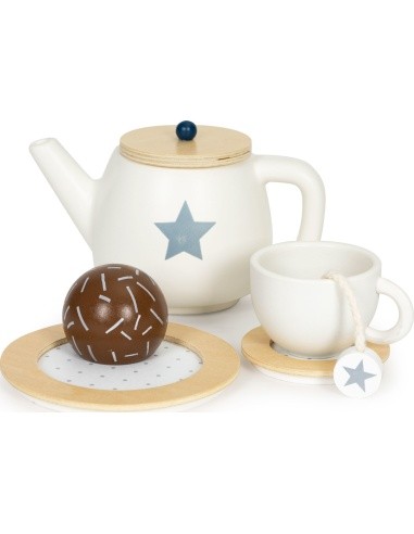 Wooden tea set teapot cup 17 pieces ECOTOYS