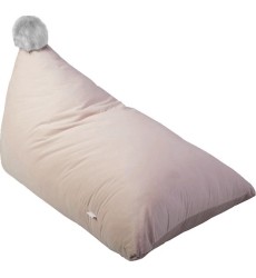 Pouf Bag with PomPom Misioo Velvet - Pink/White PomPom