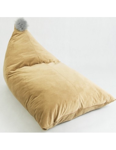 Pouf Bag with Pompom Misioo Velvet - Gold/Grey Pompom