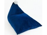 Pouf Bag with Pompom Misioo Velvet - Navy Blue/Light Blue Pompom