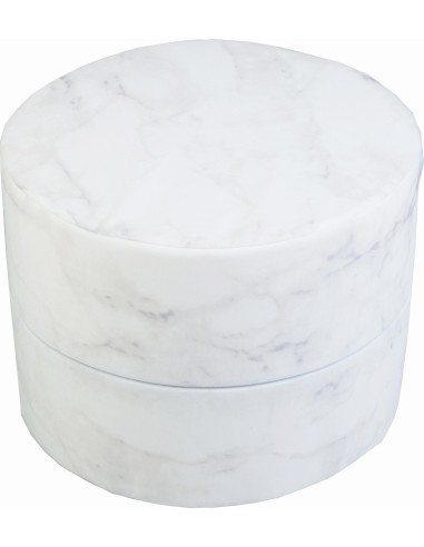 Pouf Misioo Round Velvet - White Marble