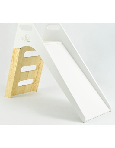 Slide Misioo - White with Natural Steps