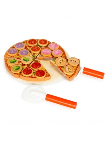 Wooden Velcro pizza cutter for kids 27 pieces