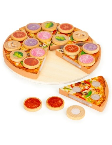 Wooden Velcro pizza cutter for kids 27 pieces