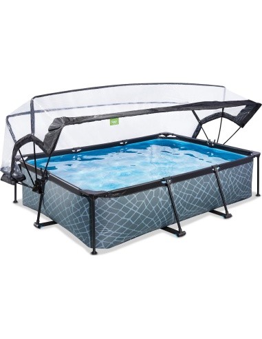EXIT Stone pool 300x200x65cm with dome and filter pump - grey