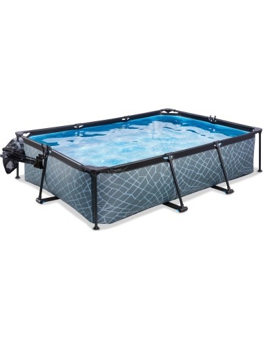 EXIT Stone pool 300x200x65cm with dome and filter pump - grey