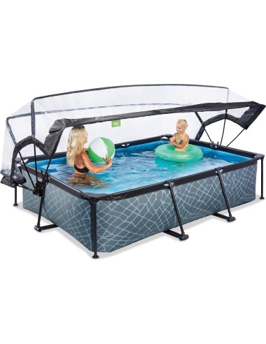 EXIT Stone pool 300x200x65cm with dome and filter pump - grey