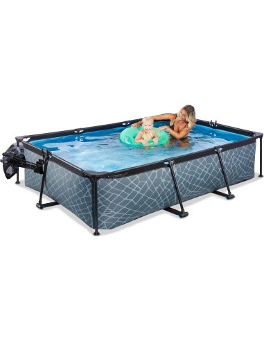 EXIT Stone pool 300x200x65cm with dome and filter pump - grey