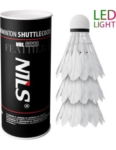 Plunksniniai badmintono kamuoliukai su LED NBL6223 Nils, 3 vnt.