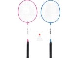 NRZ001 STEEL / BADMINTON SET 2 ROCKETS + SHUTTLECOCKS NILS