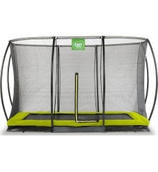 EXIT Silhouette ground trampoline 214x305cm with safety net - green Outdoor Rectangular Coil spring Sunken trampoline