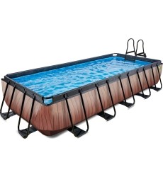 Baseinas EXIT Wood 540 x 250 x 100 cm su kopėtėlėmis ir pompa su filtru