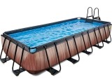 EXIT Wood pool 540x250x100cm with filter pump - brown
