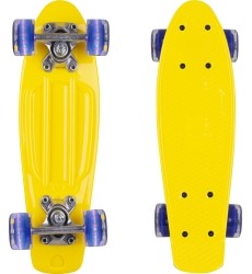 Mini Penny Board WORKER Pico 17" with Light Up Wheels - Yellow Board, Dark Blue Wheels