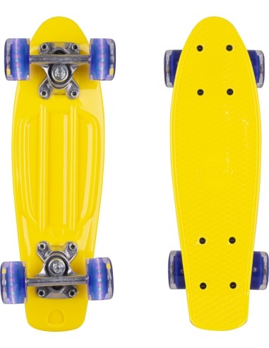 Mini Penny Board WORKER Pico 17" with Light Up Wheels - Yellow Board, Dark Blue Wheels
