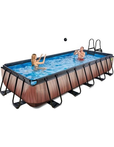 EXIT Wood pool 540x250x100cm with filter pump - brown