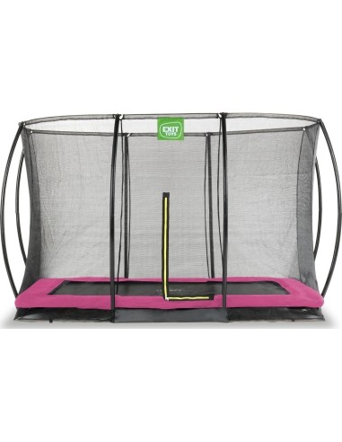 EXIT Silhouette ground trampoline 244x366cm with safety net - pink Outdoor Rectangular Coil spring Sunken trampoline