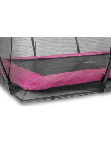 EXIT Silhouette ground trampoline 244x366cm with safety net - pink Outdoor Rectangular Coil spring Sunken trampoline