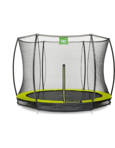 EXIT Silhouette ground trampoline ø305cm with safety net - green Outdoor Round Coil spring Sunken trampoline