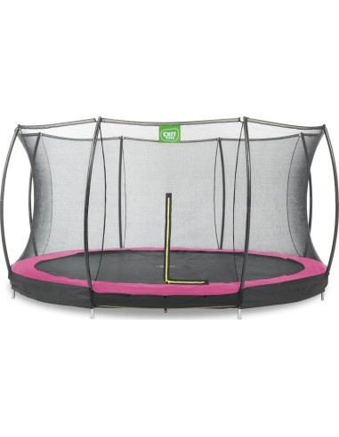 EXIT Silhouette ground trampoline ø427cm with safety net - pink Outdoor Round Coil spring Sunken trampoline