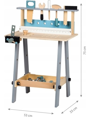 Wooden Workshop with Tools Ecotoys, 32 elements