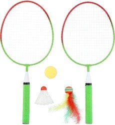 NRZ051 STEEL / BADMINTON SET 2 ROCKETS + SHUTTLECOCKS + BALLS JUNIOR NILS
