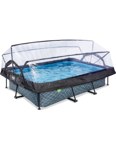 EXIT Stone pool 300x200x65cm with dome and filter pump - grey