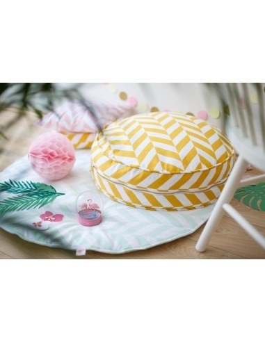 Ottoman Beanbag Wigiwama Mustard Herringbone