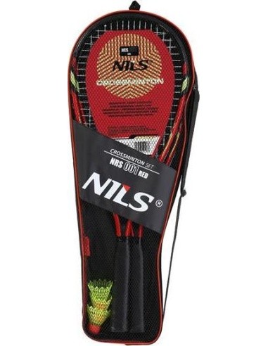 NRS001 CROSSMINTON SET 2 ROCKETS + SHUTTLECOCKS + RED COVER NILS
