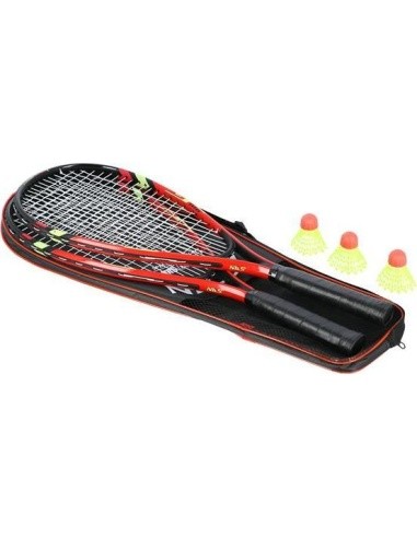 NRS001 CROSSMINTON SET 2 ROCKETS + SHUTTLECOCKS + RED COVER NILS
