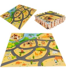 Foam Mat Puzzle For Children Eco Toys Safari, 9 pcs., 93 x 93 cm