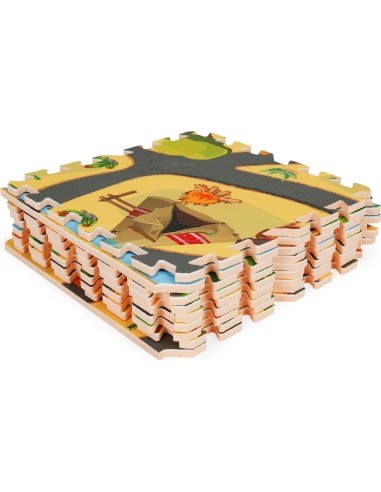 Žaidimų kilimėlis - dėlionė Eco Toys Safari, 9 dalys, 93 x 93 cm
