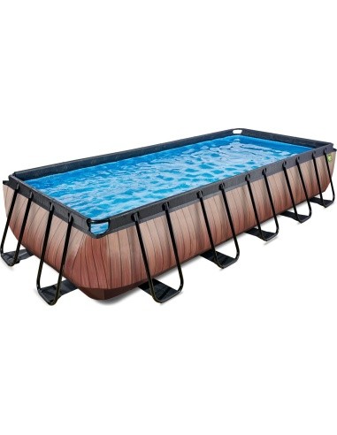 EXIT Wood pool 540x250 cm with sand filter pump - brown Framed pool Rectangular 12600 L