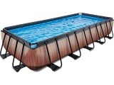 EXIT Wood pool 540x250 cm with sand filter pump - brown Framed pool Rectangular 12600 L