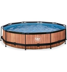 EXIT Wood pool ø360x76cm with filter pump - brown