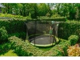 EXIT Silhouette ground trampoline ø427cm with safety net - green Outdoor Round Coil spring Sunken trampoline
