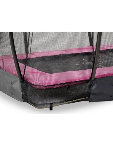 EXIT Silhouette ground trampoline 153x214cm with safety net - pink