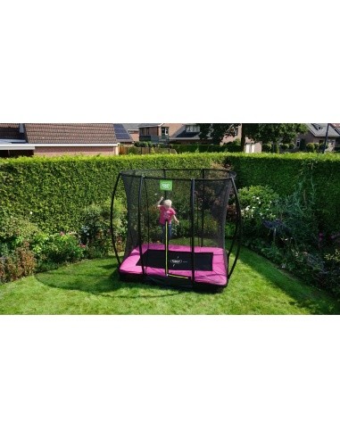 EXIT Silhouette ground trampoline 153x214cm with safety net - pink
