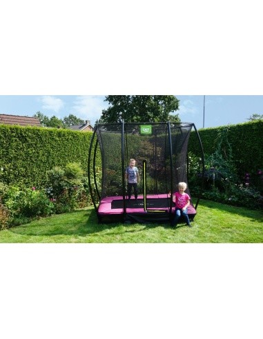 EXIT Silhouette ground trampoline 153x214cm with safety net - pink
