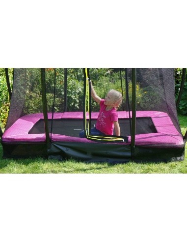 EXIT Silhouette ground trampoline 153x214cm with safety net - pink