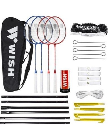 ALUMTEC 5566 BADMINTON SET 4 PCS +3 PCS SHUTTLECOCKS+NET+LINES WISH