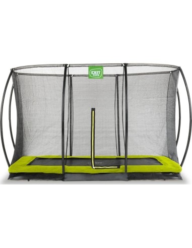 EXIT Silhouette ground trampoline 244x366cm with safety net - green Outdoor Rectangular Coil spring Sunken trampoline