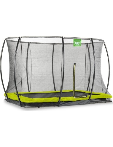 EXIT Silhouette ground trampoline 244x366cm with safety net - green Outdoor Rectangular Coil spring Sunken trampoline