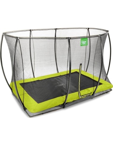EXIT Silhouette ground trampoline 244x366cm with safety net - green Outdoor Rectangular Coil spring Sunken trampoline