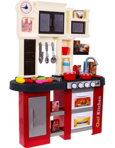 Kitchen with fridge, water tap